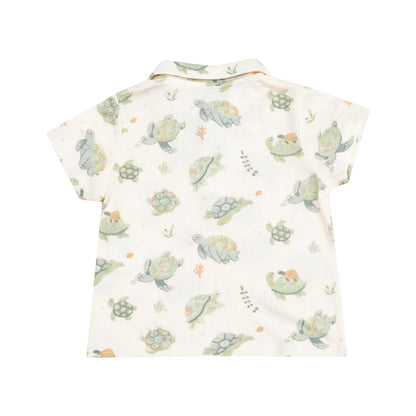Sea Turtles Polo Shirt & Muslin Shorts Set