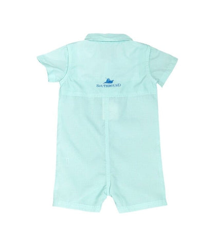 Performance Romper in Mini Beach Glass Gingham