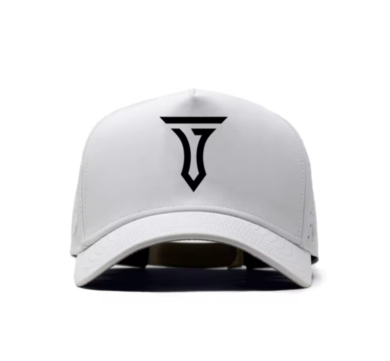 Iconic T 5 Panel Snapback Hat - White Aaria Tees