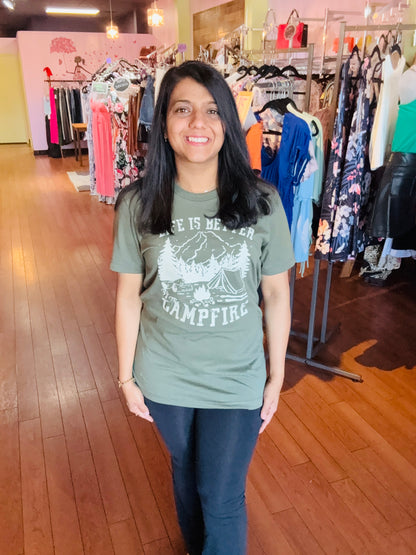 Life is Better by the Campfire Crew Neck Short Sleeve Tee