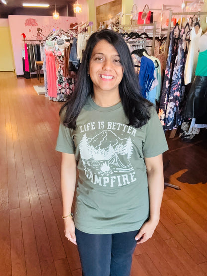 Life is Better by the Campfire Crew Neck Short Sleeve Tee
