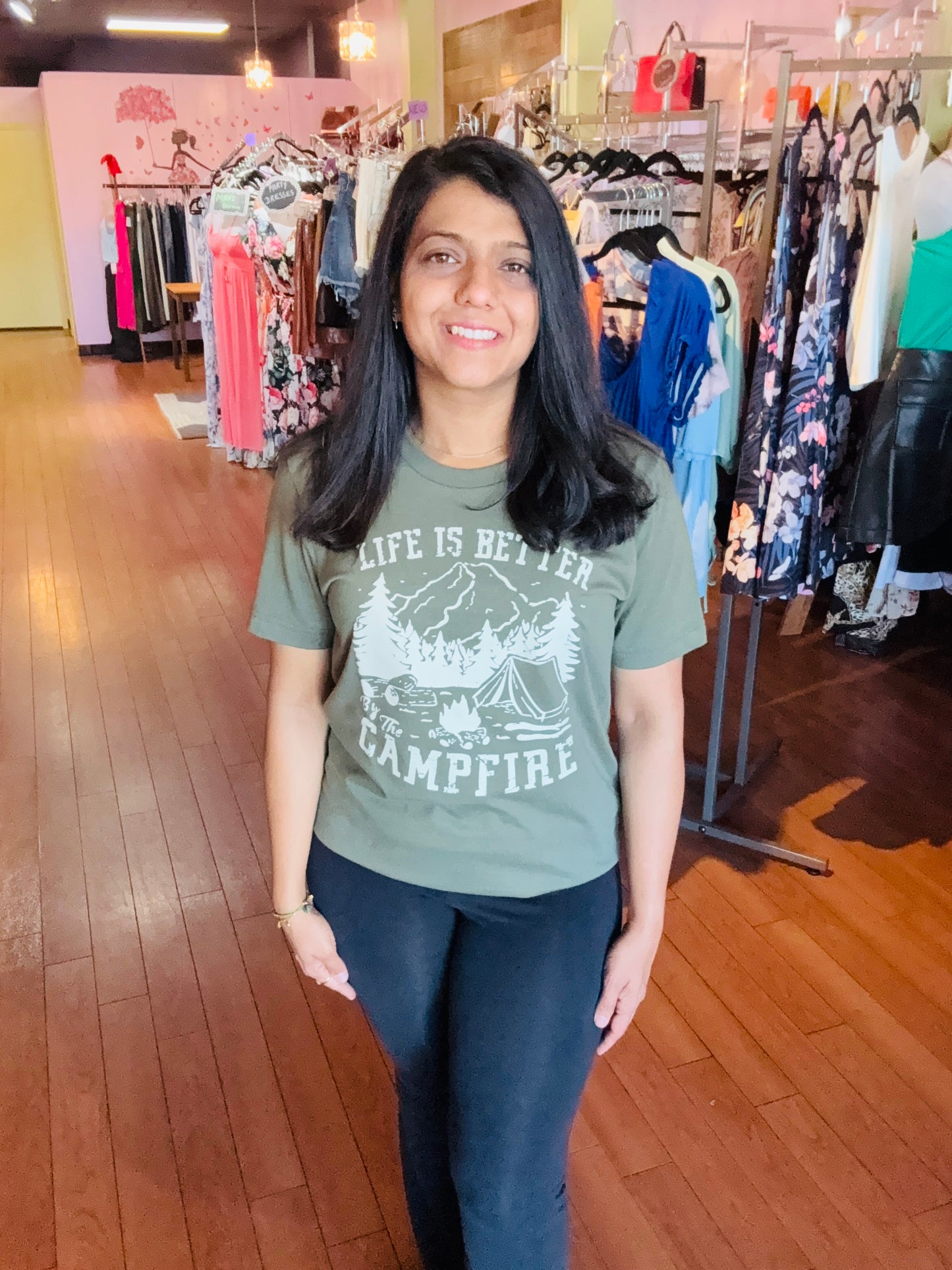 Life is Better by the Campfire Crew Neck Short Sleeve Tee