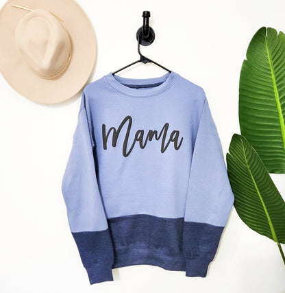 Mama Blue Colorblock Crew