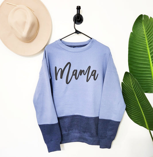 Mama Blue Colorblock Crew