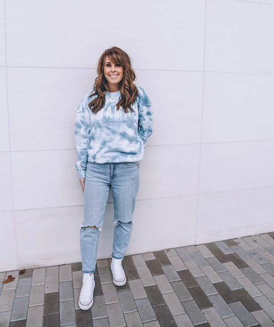 Blue Tie Dye Mama Crew