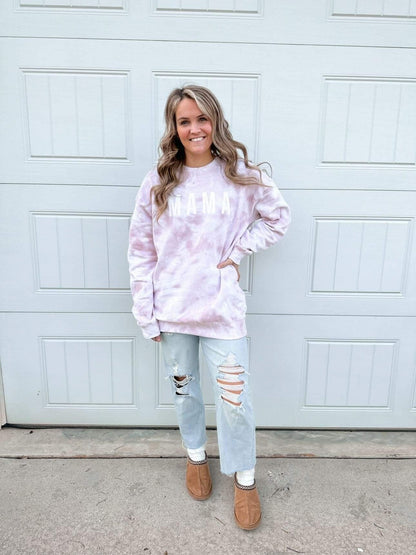 Ash Pink Tie Dye Mama Crew