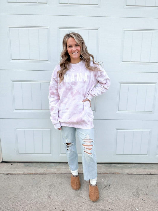 Ash Pink Tie Dye Mama Crew