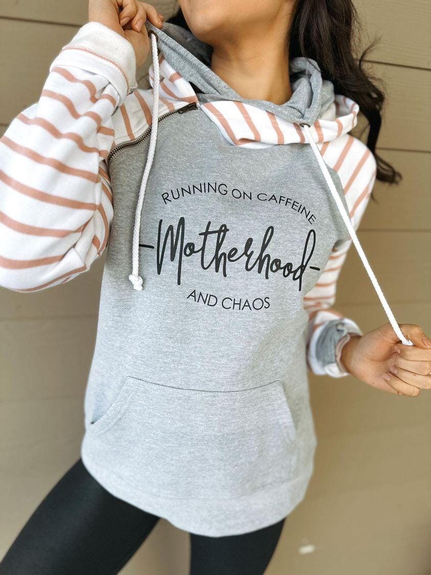 Caffeine and Chaos Stripe Hoodie