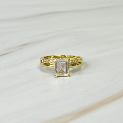 Emerald Cut Solitaire Ring Set Of 2 Ellisonyoung.com