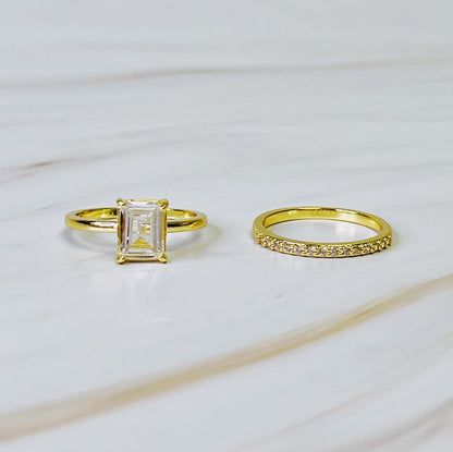 Emerald Cut Solitaire Ring Set Of 2 Ellisonyoung.com