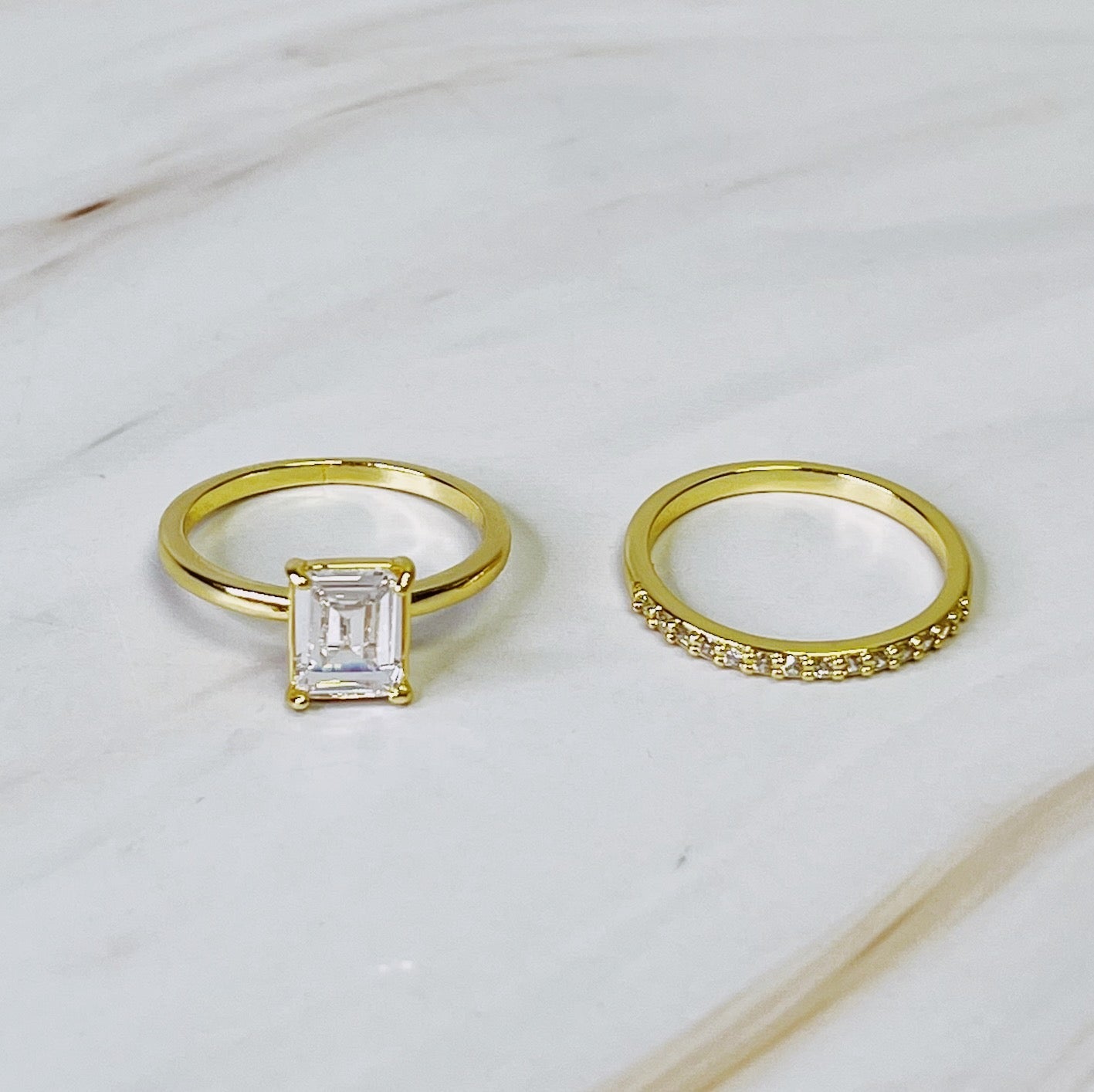 Emerald Cut Solitaire Ring Set Of 2 Ellisonyoung.com