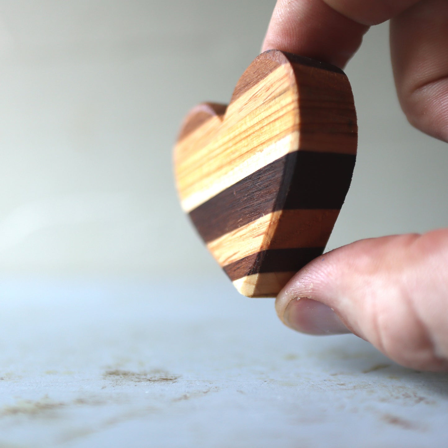Striped Wooden Hearts