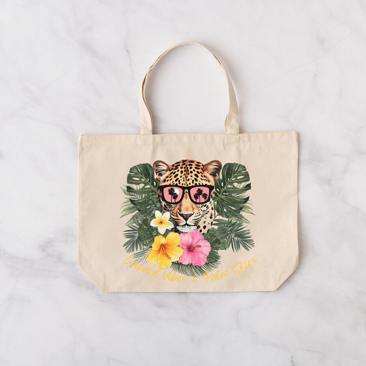 LEOPARD VIBES & PALM SKIES TOTE
