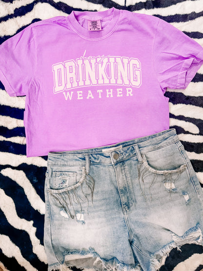 Neon Day Drinking Weather Graphic Tee Comfort Colors