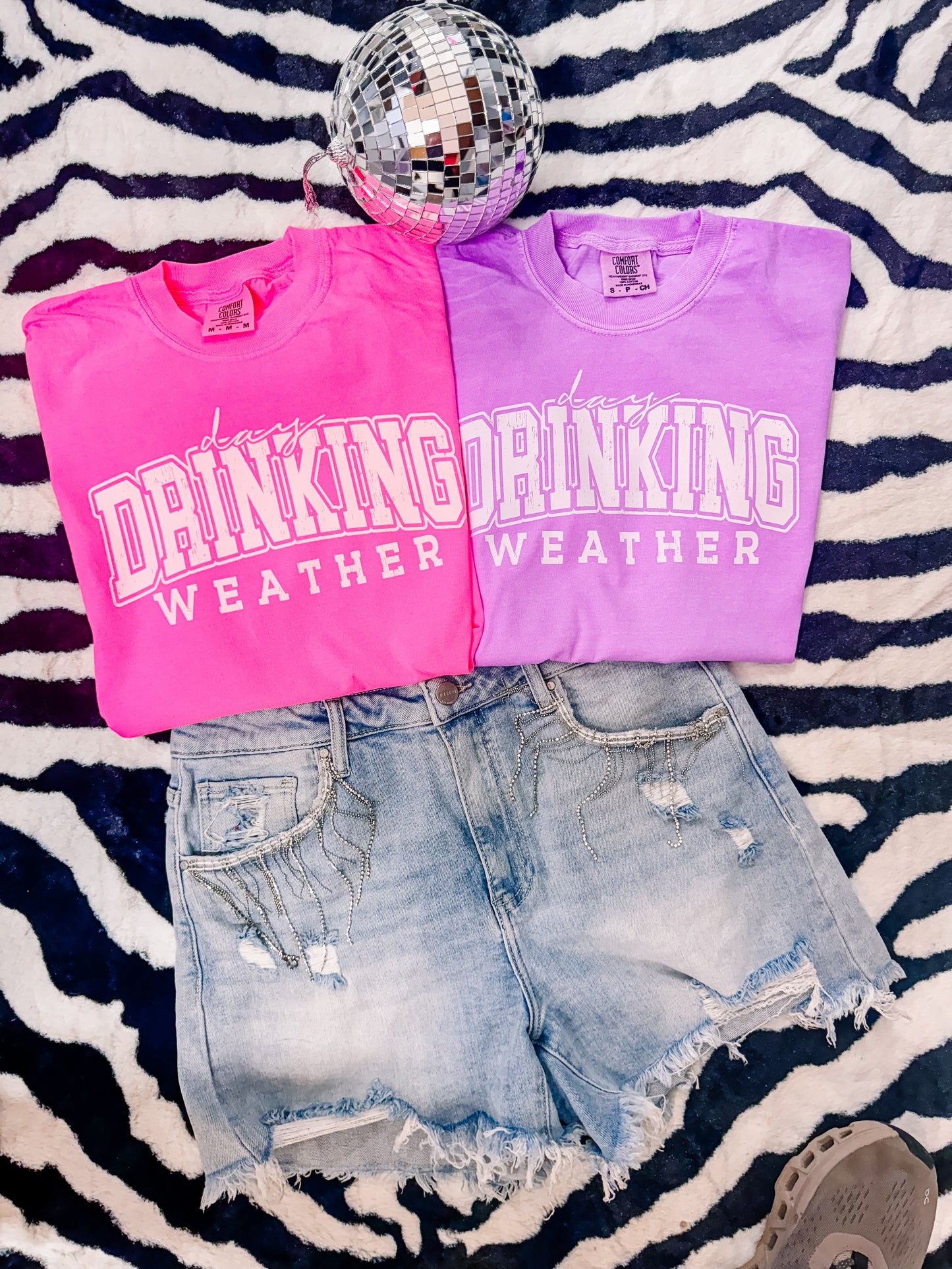 Neon Day Drinking Weather Graphic Tee Comfort Colors