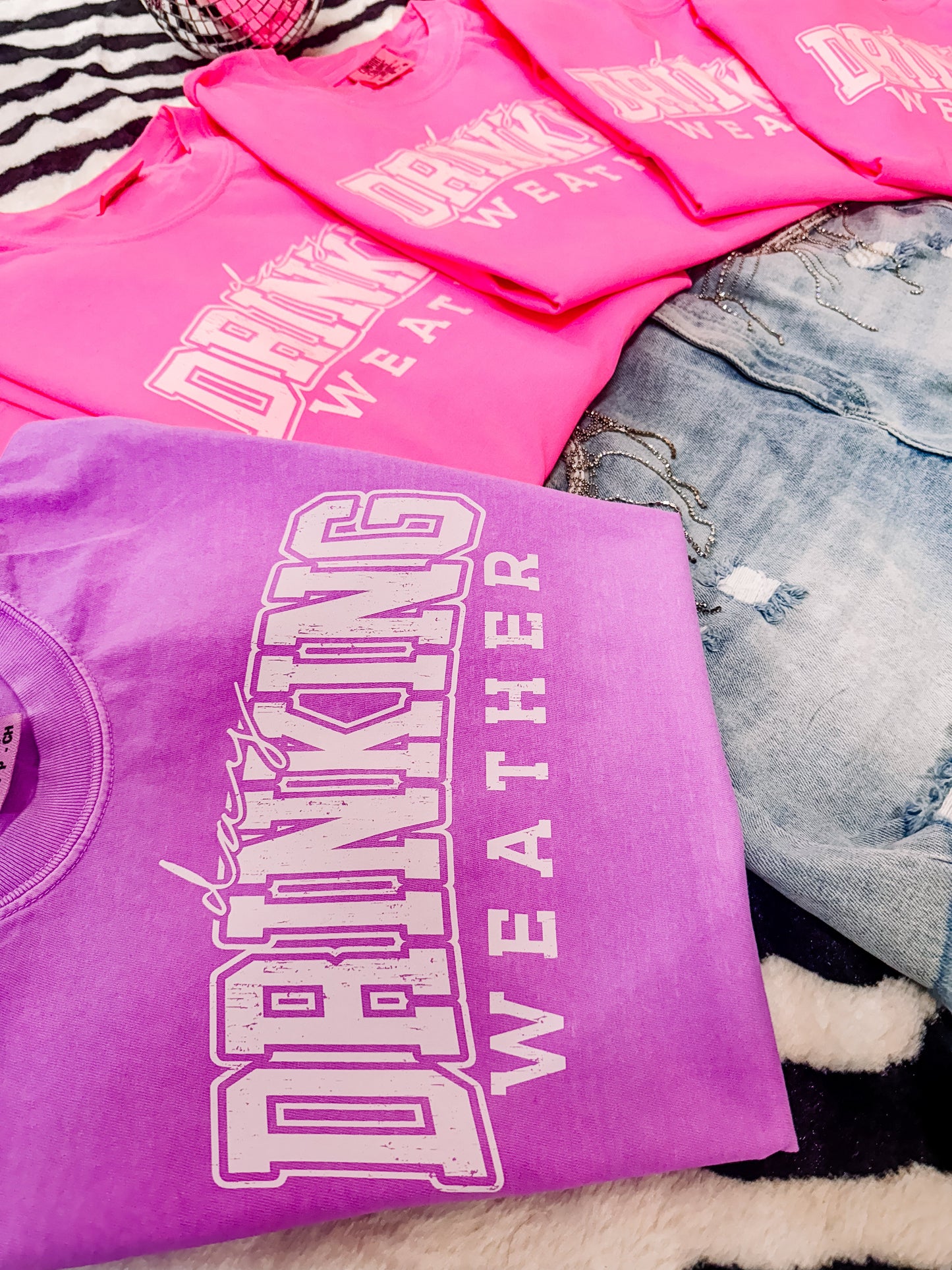 Neon Day Drinking Weather Graphic Tee Comfort Colors