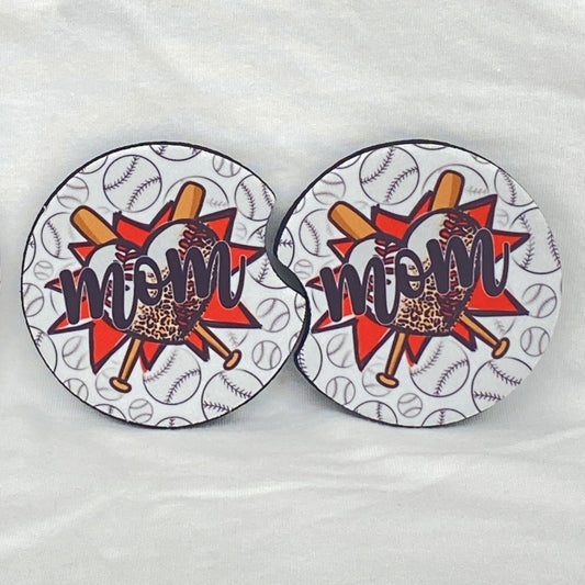 Baseball Mom Heart Car Coaster