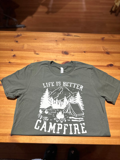 Life is Better by the Campfire Crew Neck Short Sleeve Tee