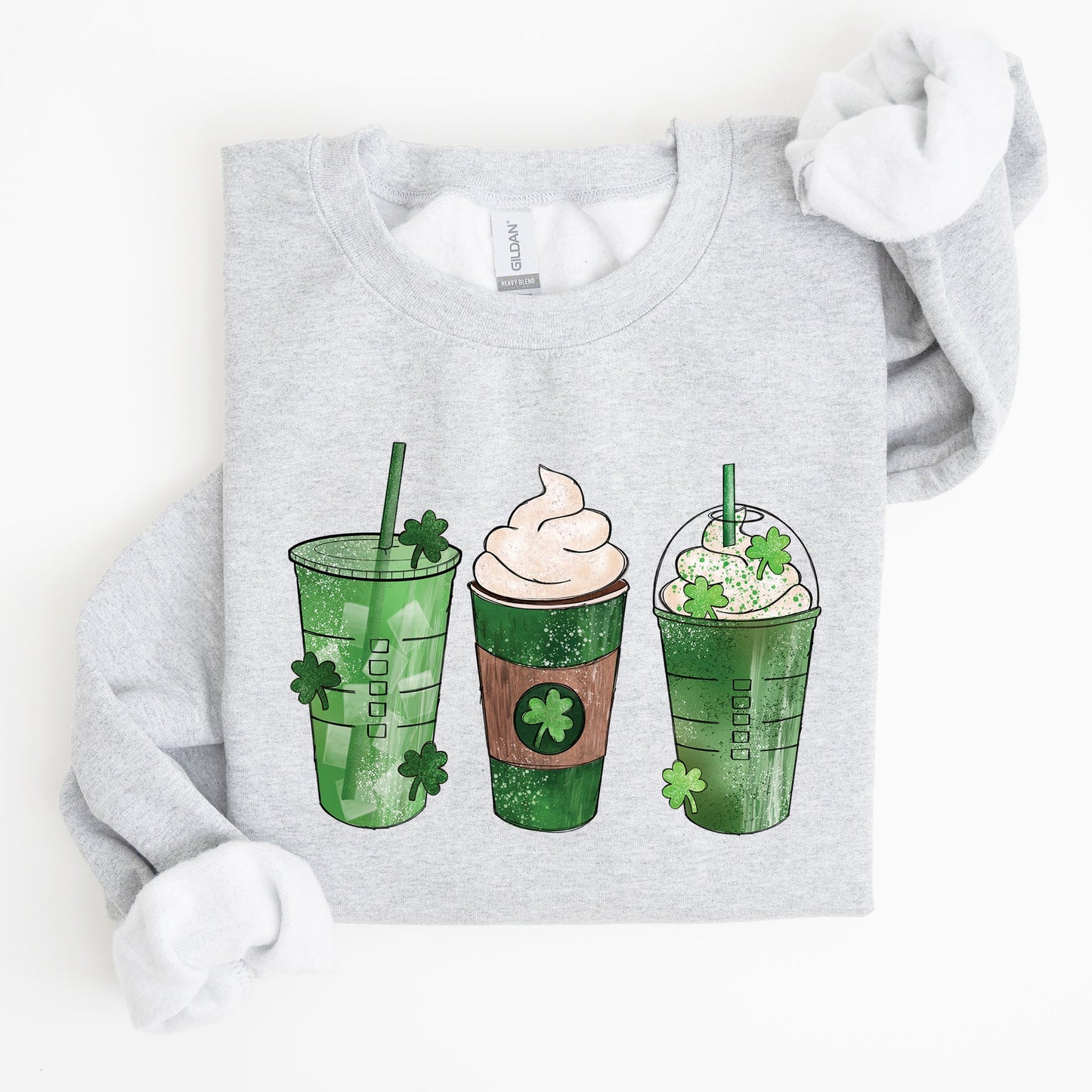 Iced Coffees, Shamrocks, St Patrick's Day Sweatshirt