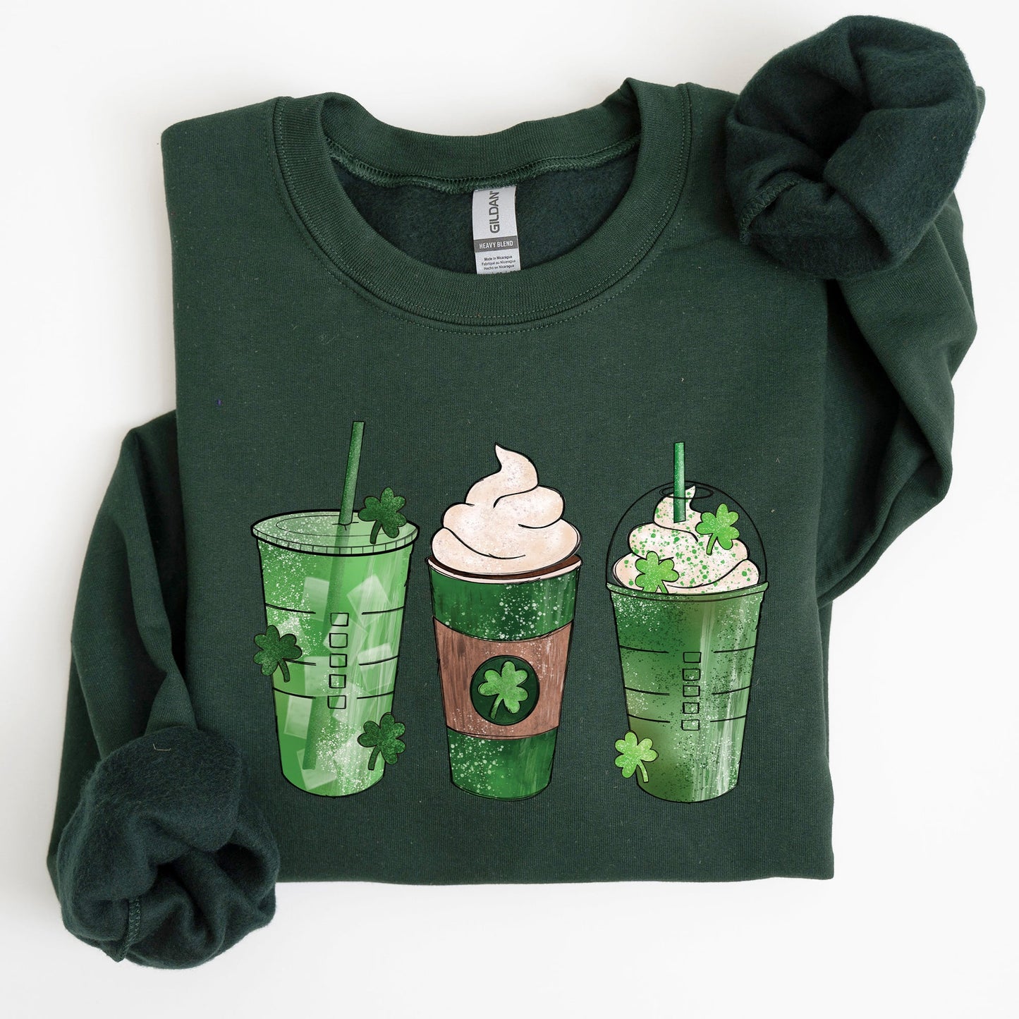 Iced Coffees, Shamrocks, St Patrick's Day Sweatshirt