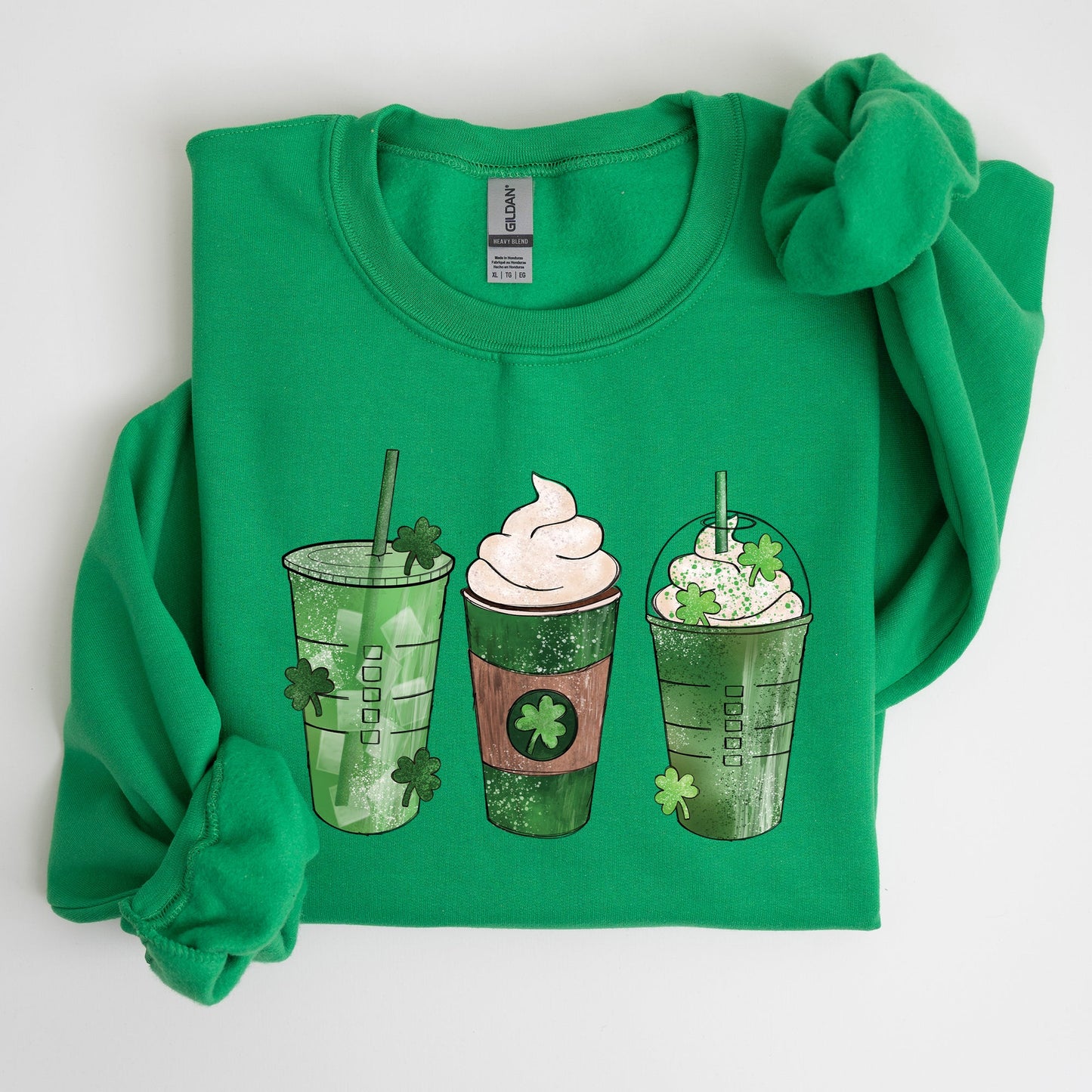Iced Coffees, Shamrocks, St Patrick's Day Sweatshirt