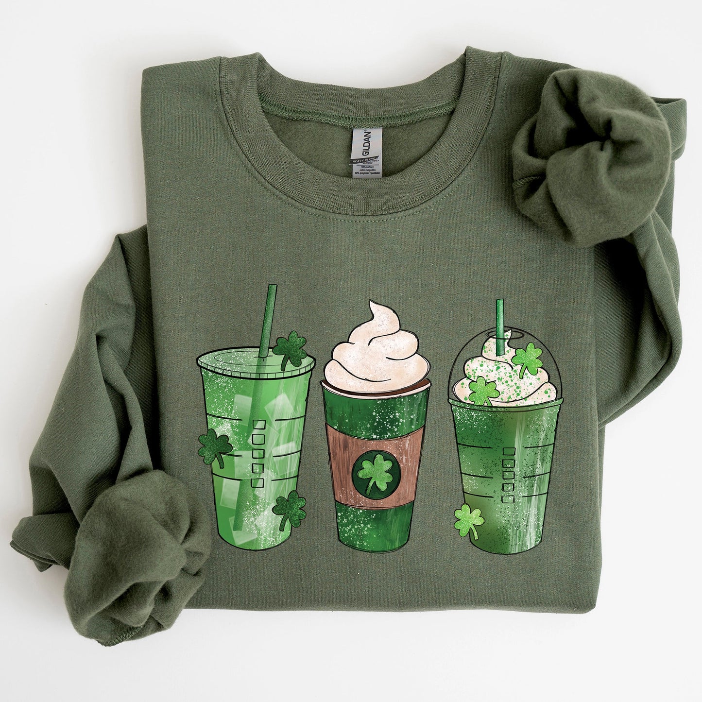 Iced Coffees, Shamrocks, St Patrick's Day Sweatshirt