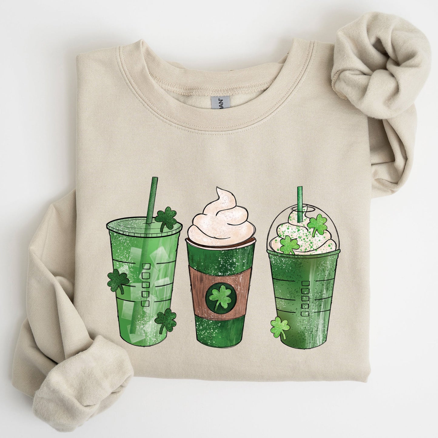 Iced Coffees, Shamrocks, St Patrick's Day Sweatshirt