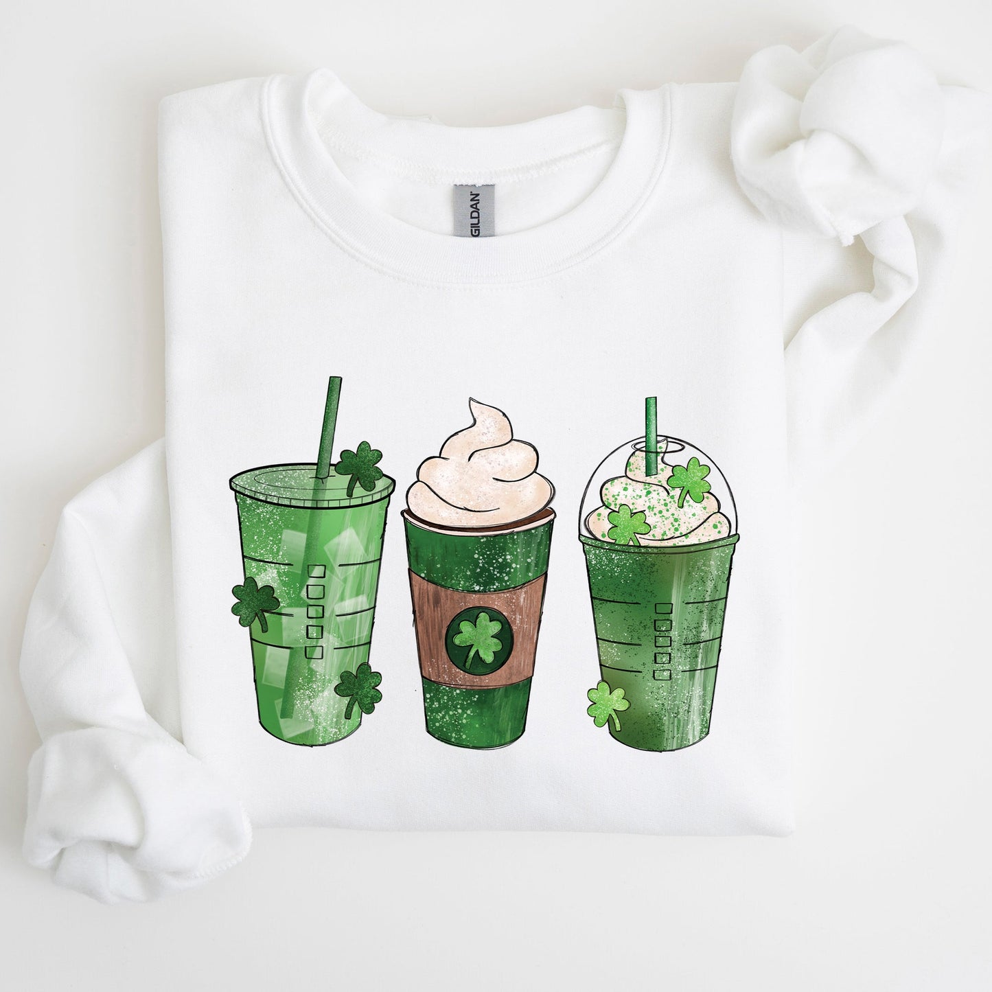 Iced Coffees, Shamrocks, St Patrick's Day Sweatshirt