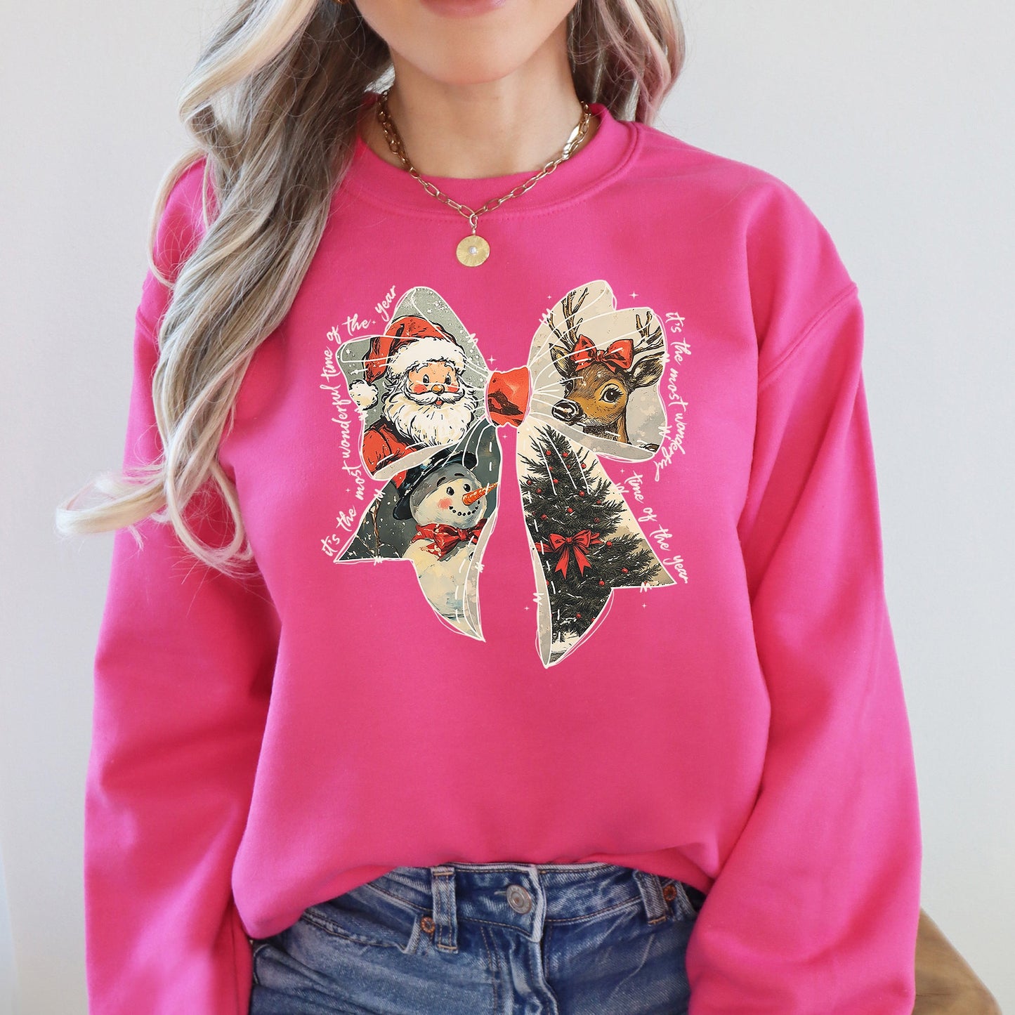 It's The Most Wonderful Time Of The Year, Christmas, Santa, Snowman, Reindeer Sweatshirt
