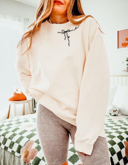 Mama Ribbon Garment Dyed Comfort Colors Sweatshirt (Neck around)