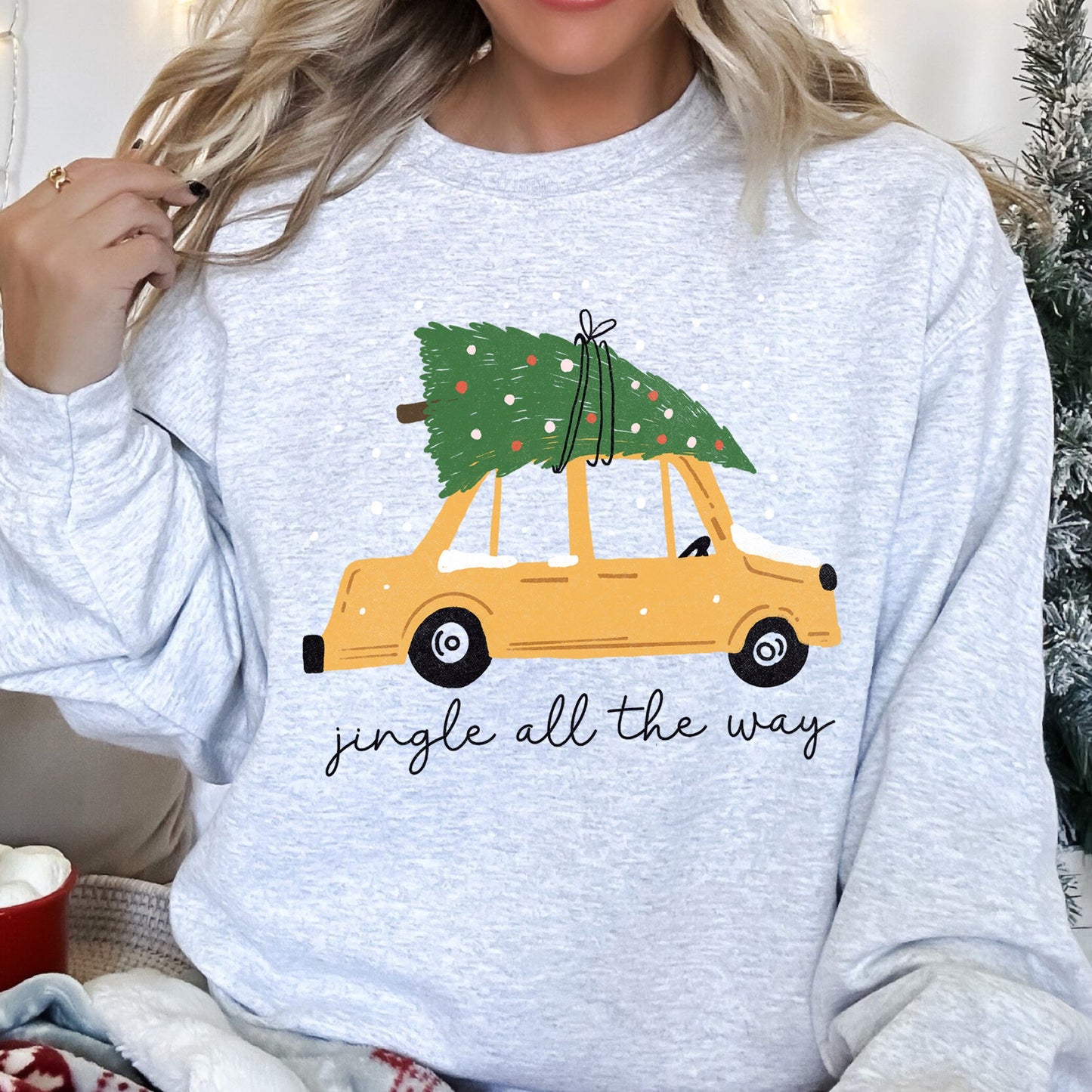 Jingle All The Way, Retro Car, Christmas Sweatshirt