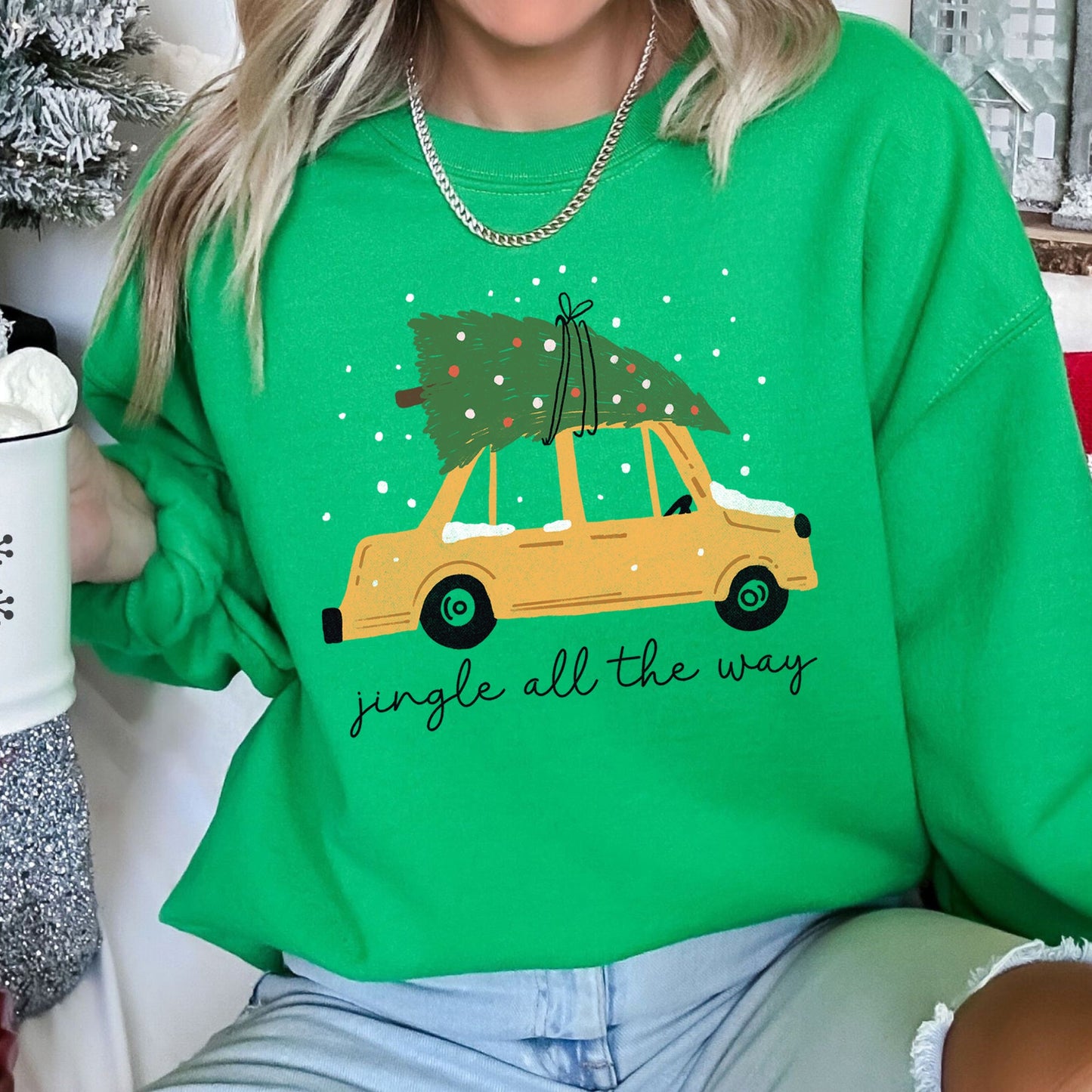 Jingle All The Way, Retro Car, Christmas Sweatshirt