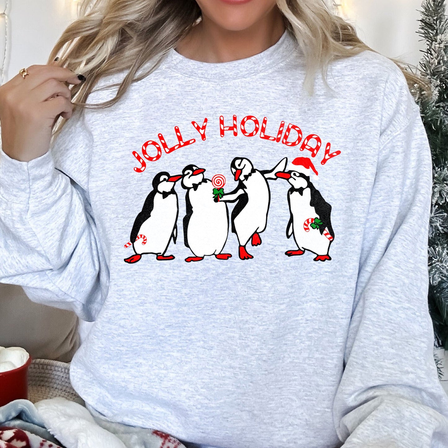 Jolly Holiday, Penguins, Christmas Sweatshirt