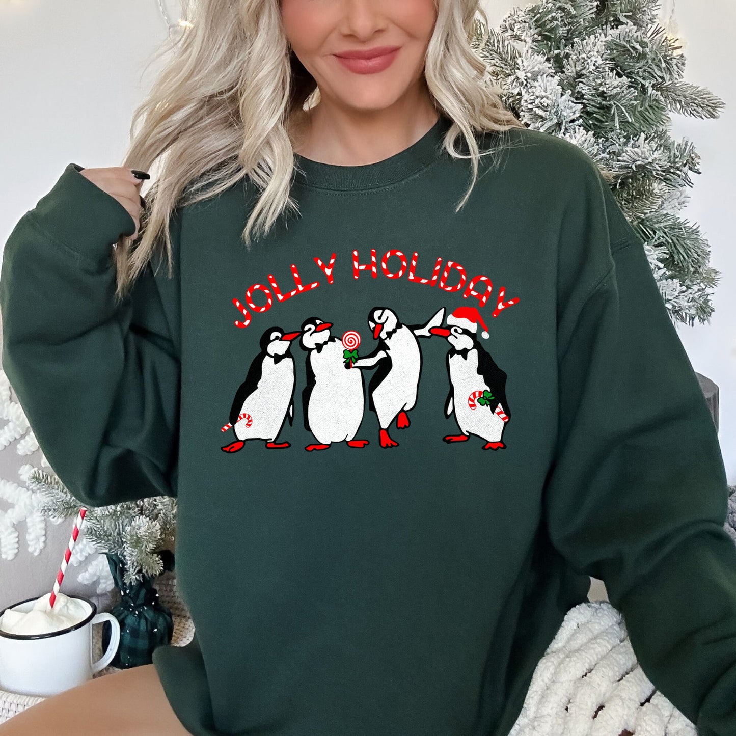 Jolly Holiday, Penguins, Christmas Sweatshirt