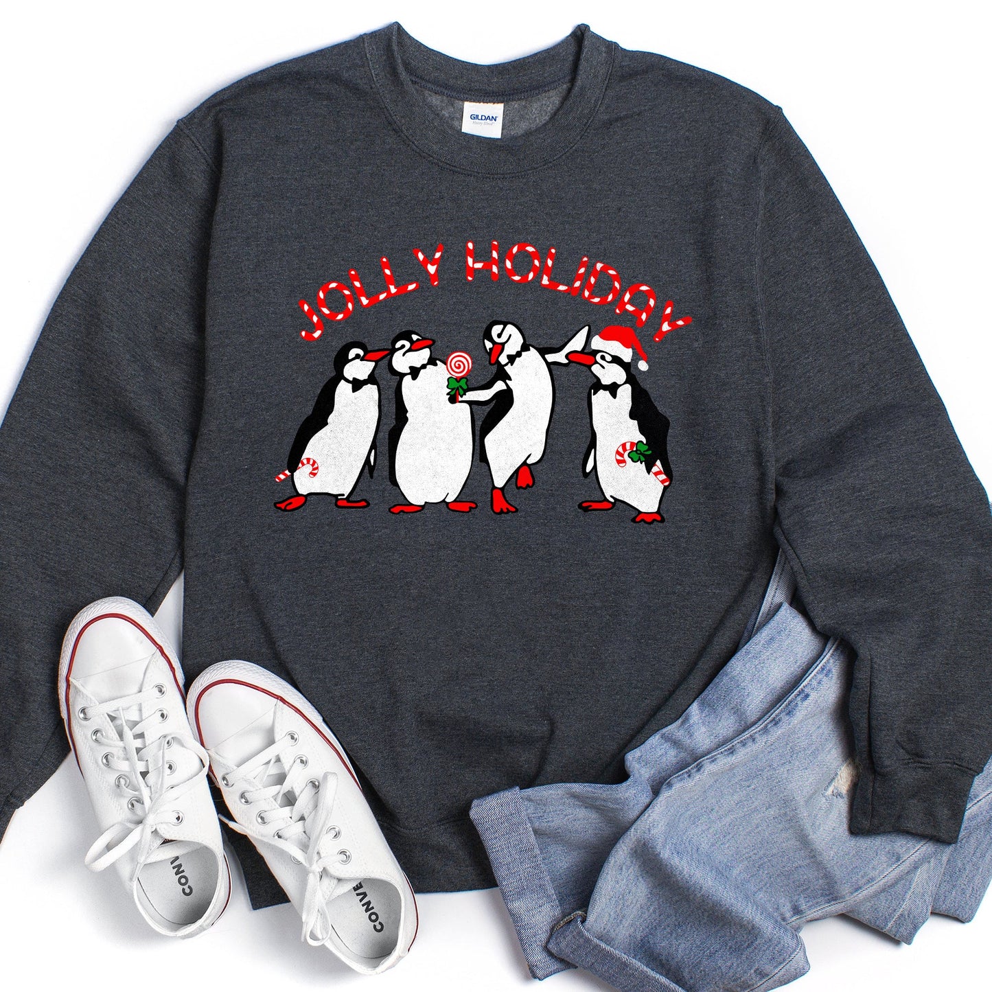 Jolly Holiday, Penguins, Christmas Sweatshirt