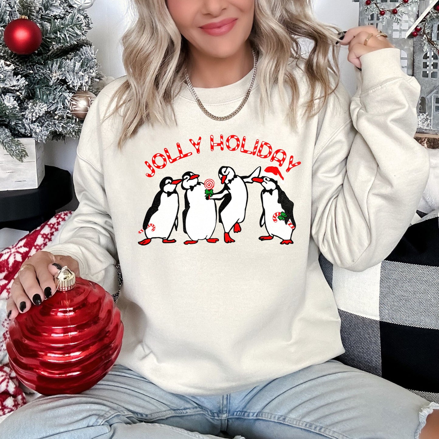 Jolly Holiday, Penguins, Christmas Sweatshirt