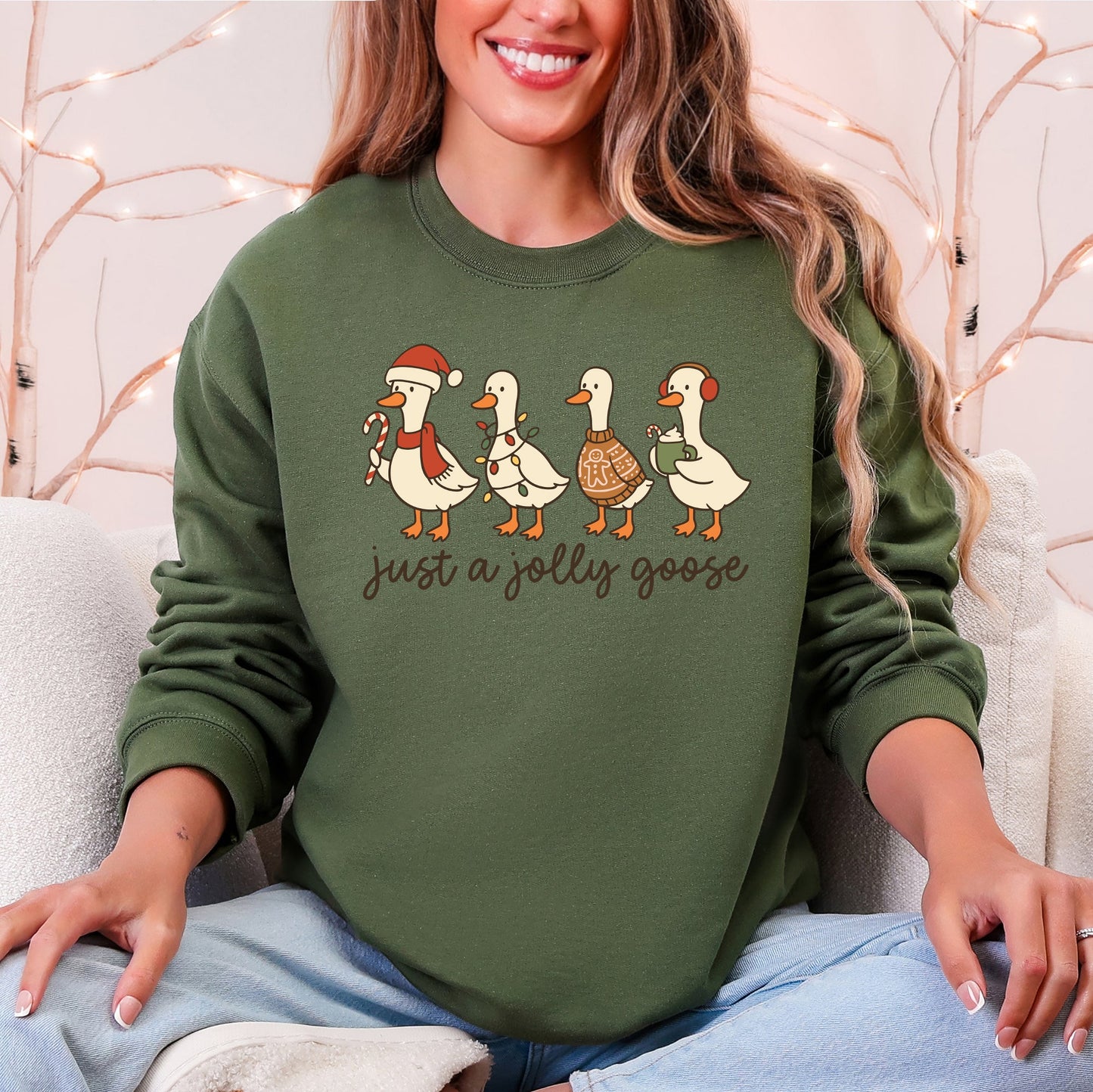 Just A Jolly Goose, Christmas, Santa, Funny Sweatshirt