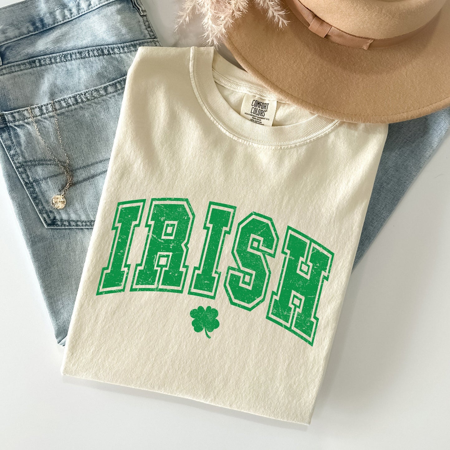 Irish, Retro Lettering, Collegiate, St Patrick's Day Comfort Colors Tshirt