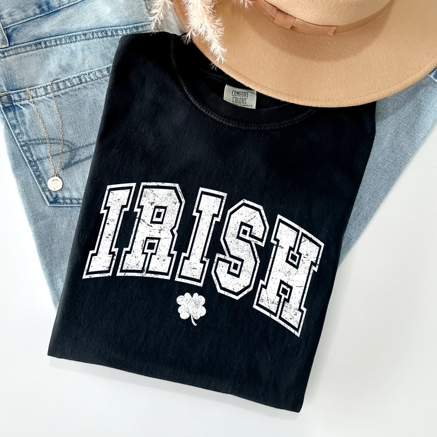 Irish, Retro Lettering, Collegiate, St Patrick's Day Comfort Colors Tshirt
