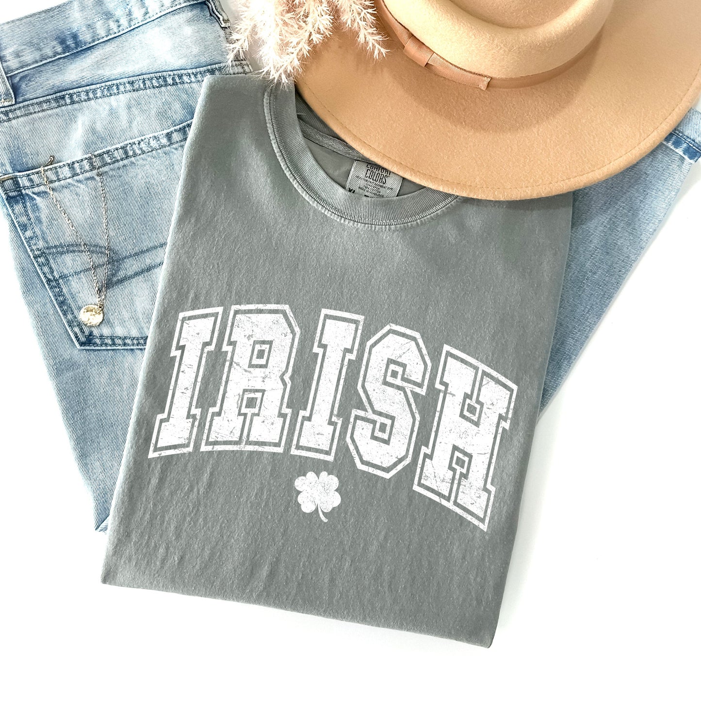 Irish, Retro Lettering, Collegiate, St Patrick's Day Comfort Colors Tshirt
