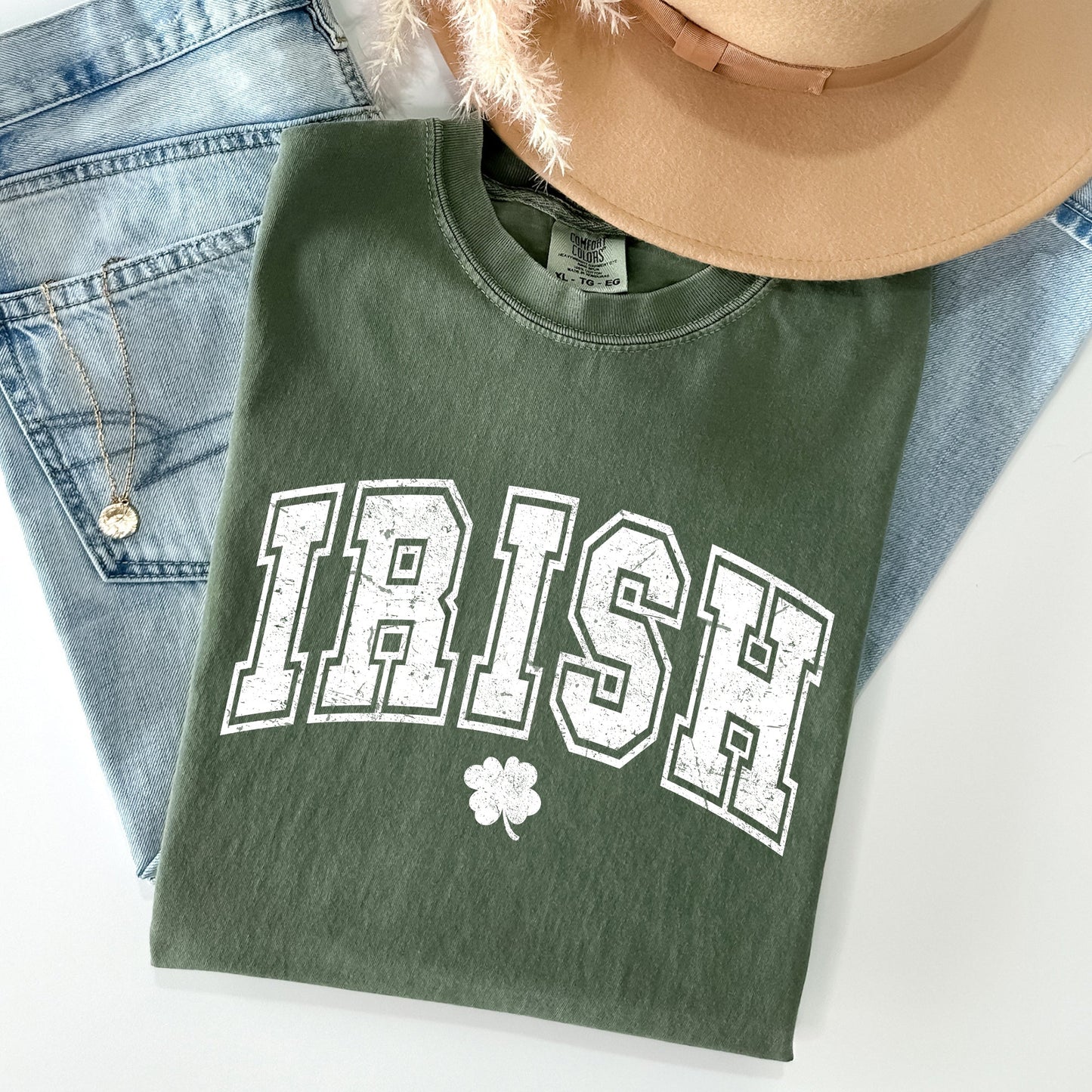 Irish, Retro Lettering, Collegiate, St Patrick's Day Comfort Colors Tshirt