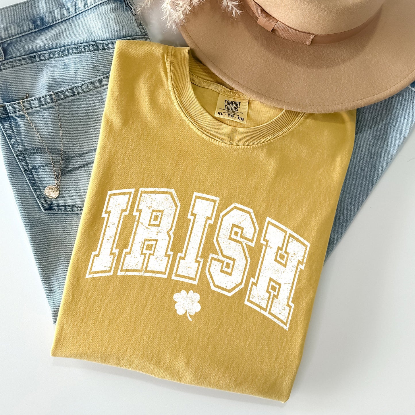 Irish, Retro Lettering, Collegiate, St Patrick's Day Comfort Colors Tshirt