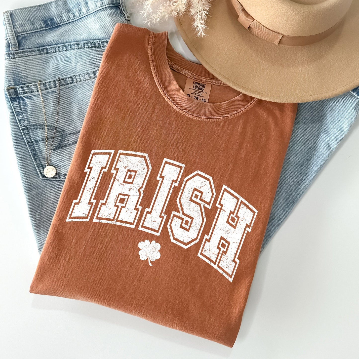 Irish, Retro Lettering, Collegiate, St Patrick's Day Comfort Colors Tshirt