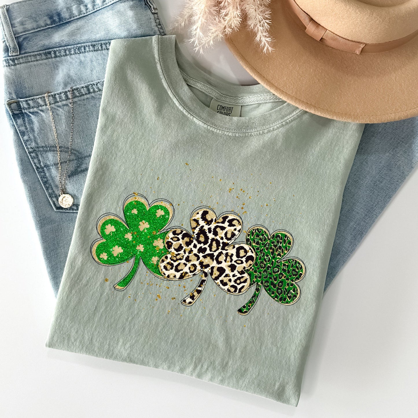 Leopard Print Shamrocks, St Patrick's Day Comfort Colors Tshirt