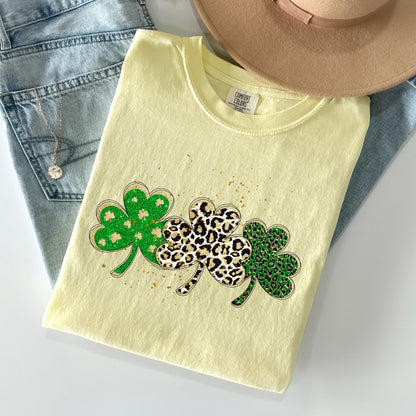 Leopard Print Shamrocks, St Patrick's Day Comfort Colors Tshirt