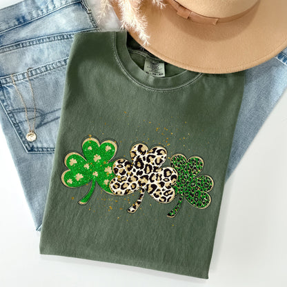 Leopard Print Shamrocks, St Patrick's Day Comfort Colors Tshirt