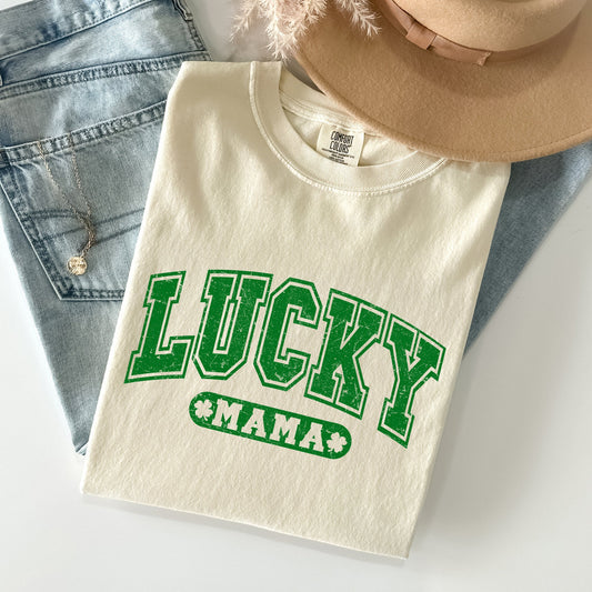 Lucky Mama, Retro, Vintage, St Patrick's Day Comfort Colors Tshirt