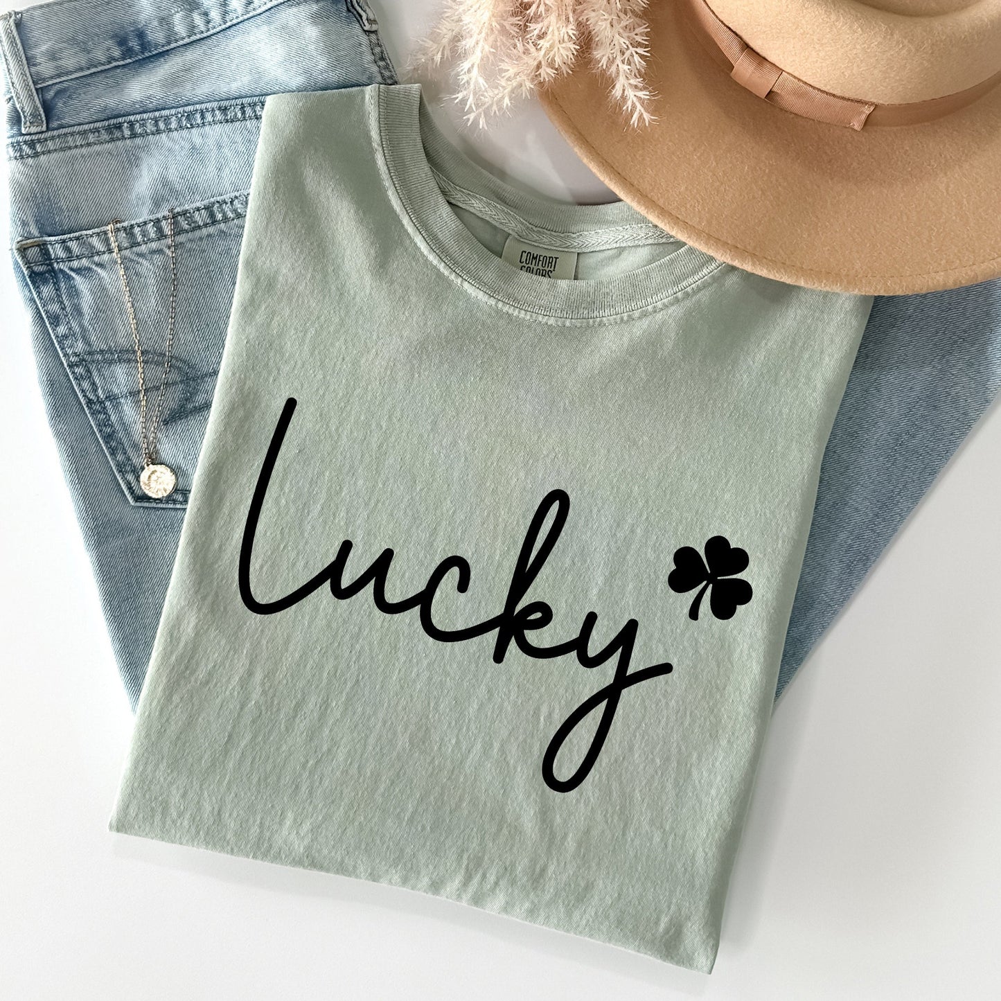 Lucky, Shamrock, St Patrick's Day Comfort Colors Tshirt