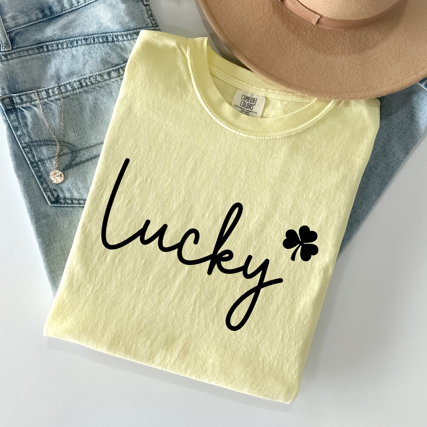 Lucky, Shamrock, St Patrick's Day Comfort Colors Tshirt