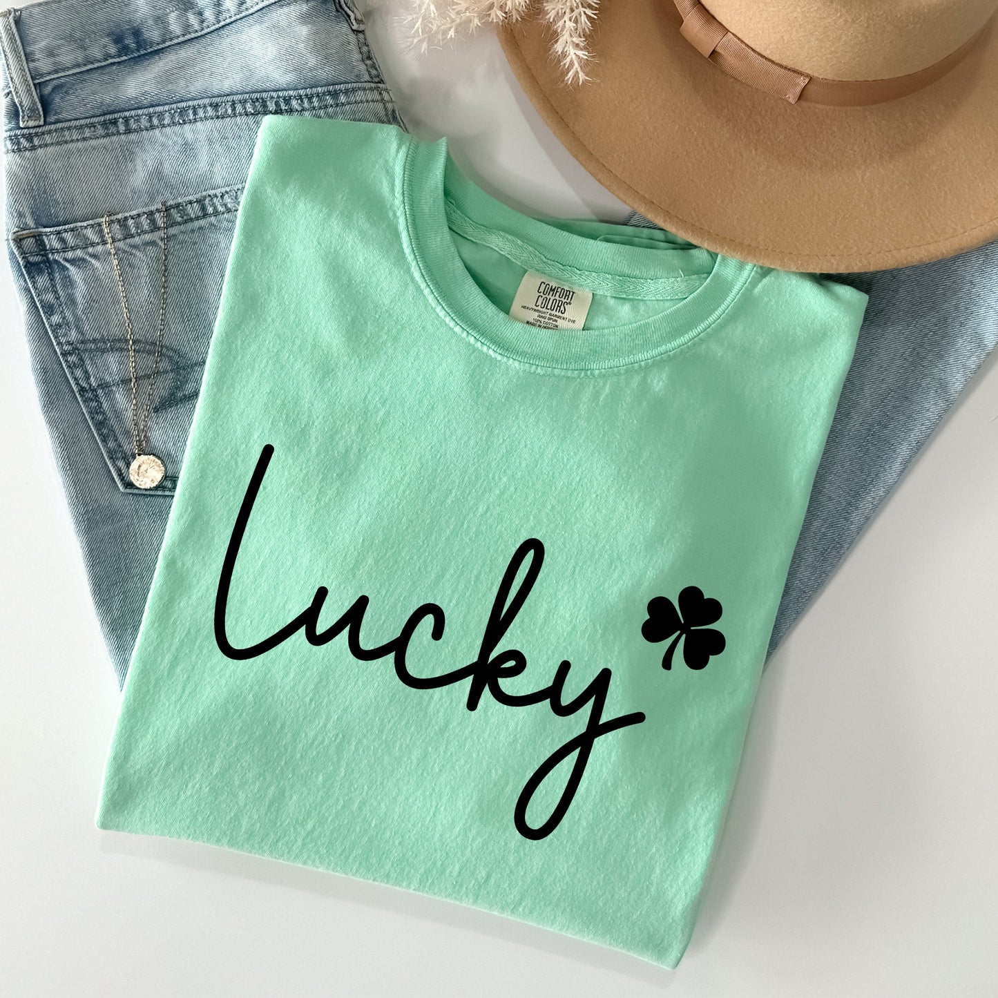 Lucky, Shamrock, St Patrick's Day Comfort Colors Tshirt